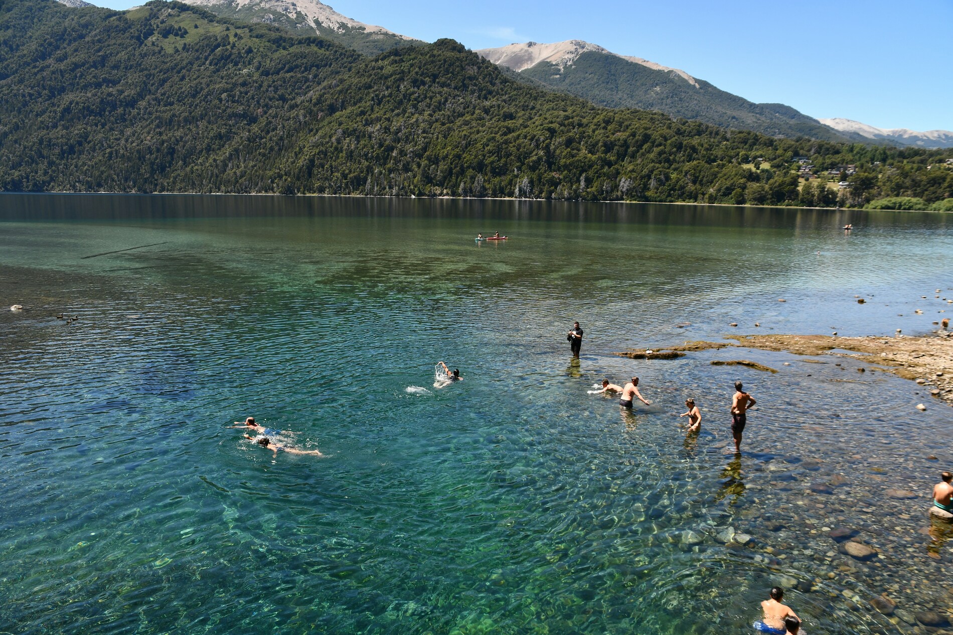 swimming in patagonia lake